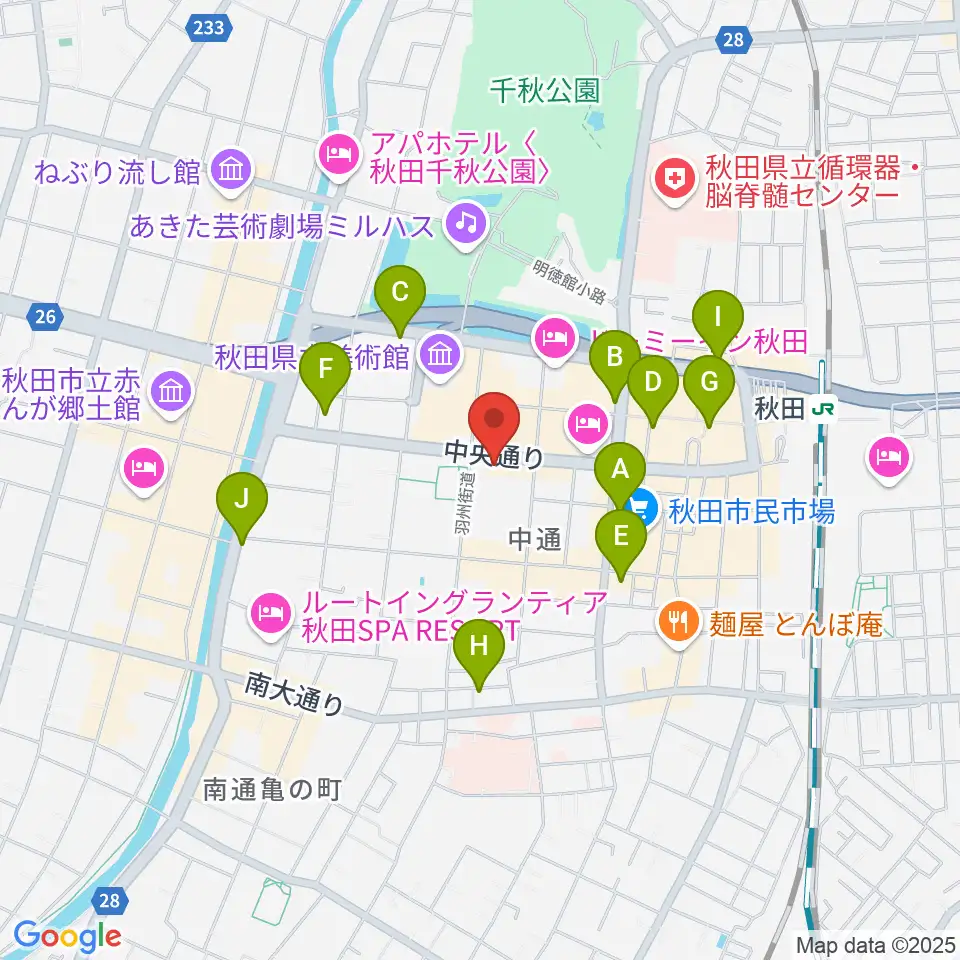 ヤマハミュージック 秋田店周辺のコンビニエンスストア一覧地図