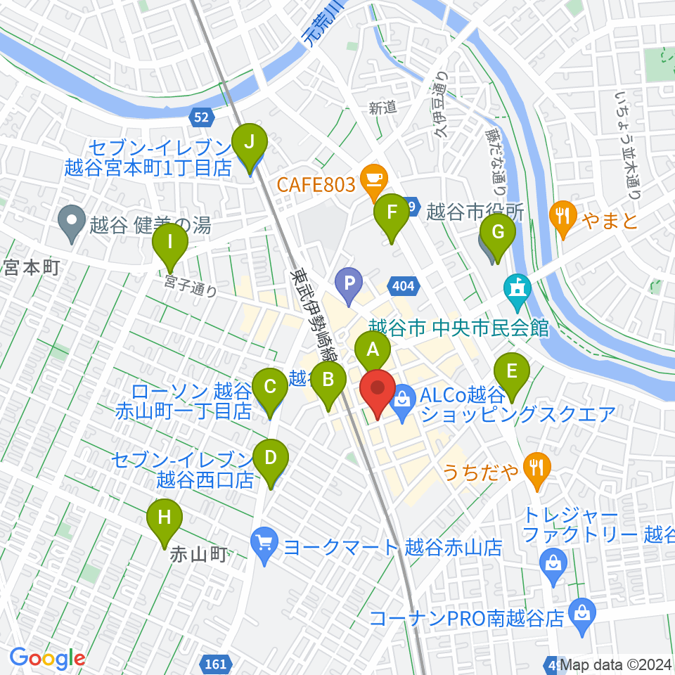 越谷イージーゴーイングス周辺のコンビニエンスストア一覧地図