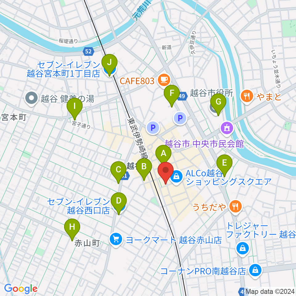 越谷イージーゴーイングス周辺のコンビニエンスストア一覧地図