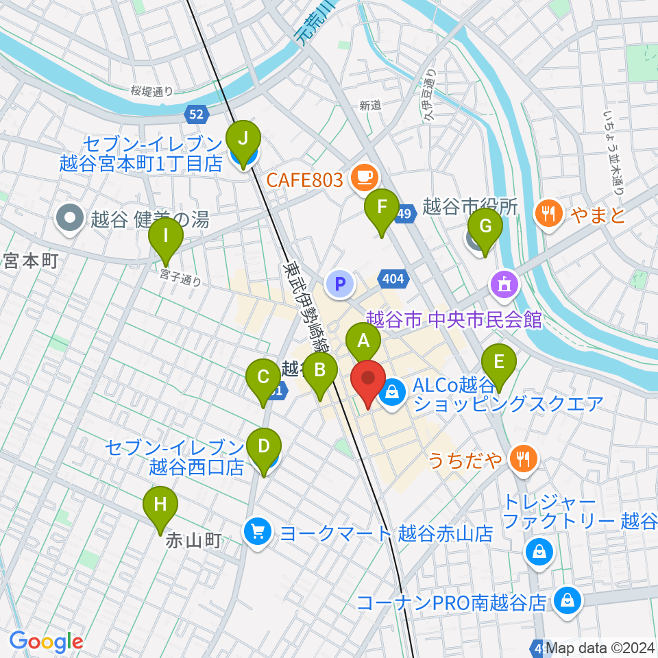 越谷イージーゴーイングス周辺のコンビニエンスストア一覧地図