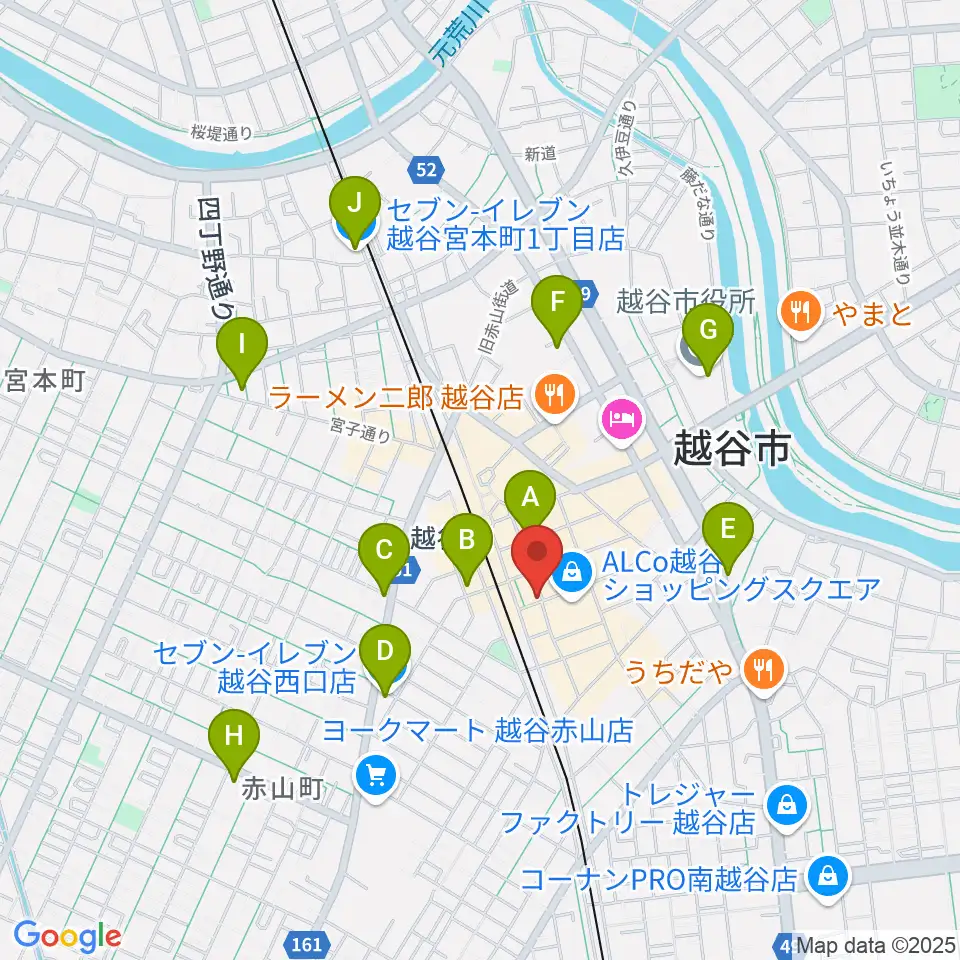越谷イージーゴーイングス周辺のコンビニエンスストア一覧地図