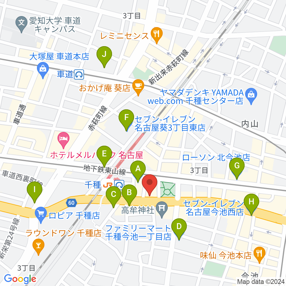 中善楽器ブレーメン周辺のコンビニエンスストア一覧地図