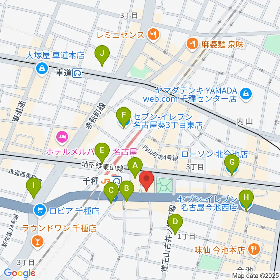 中善楽器ブレーメン周辺のコンビニエンスストア一覧地図