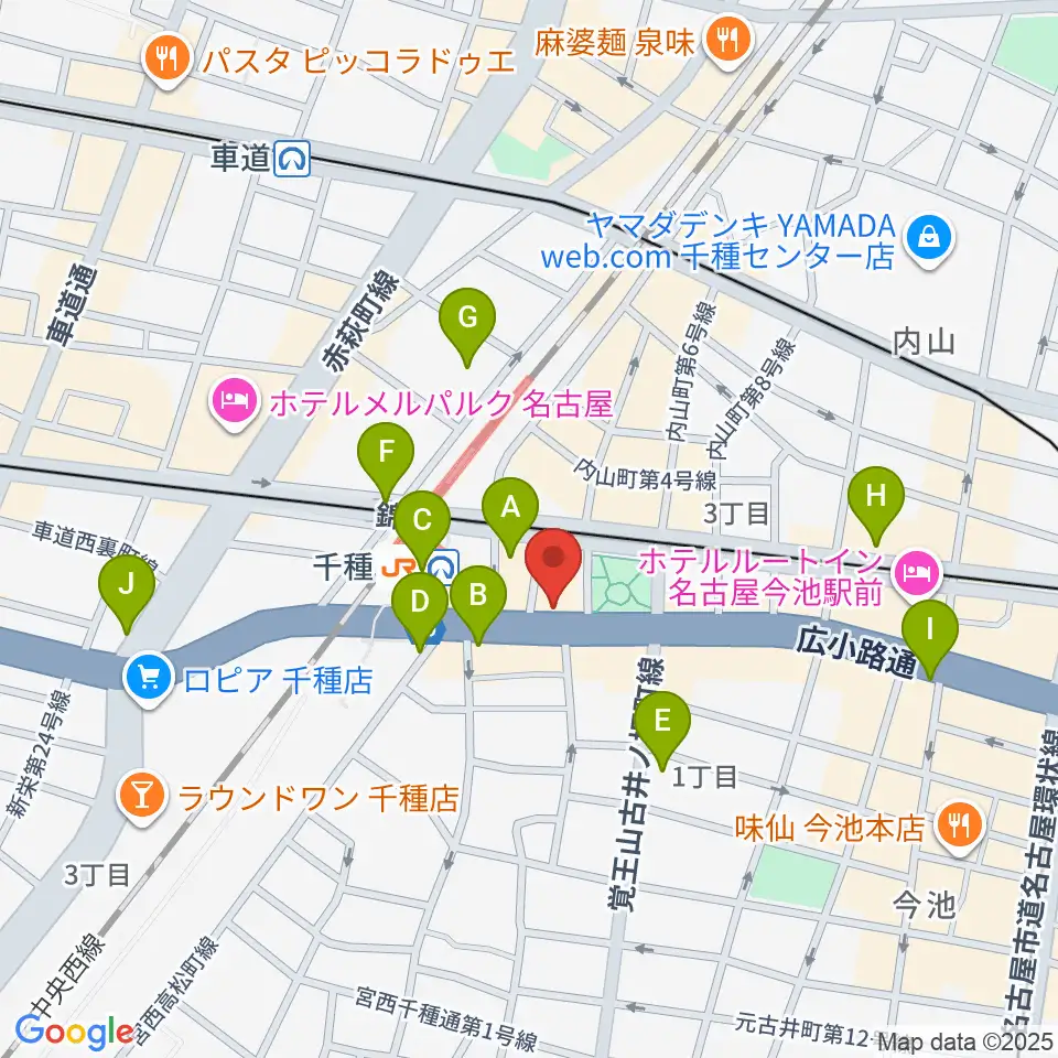 中善楽器ブレーメン周辺のコンビニエンスストア一覧地図