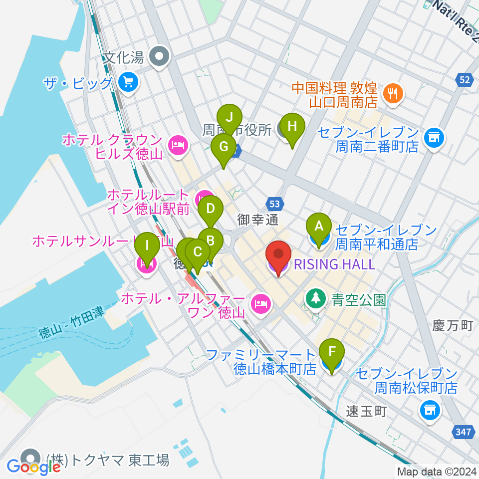 周南RISING HALL周辺のコンビニエンスストア一覧地図