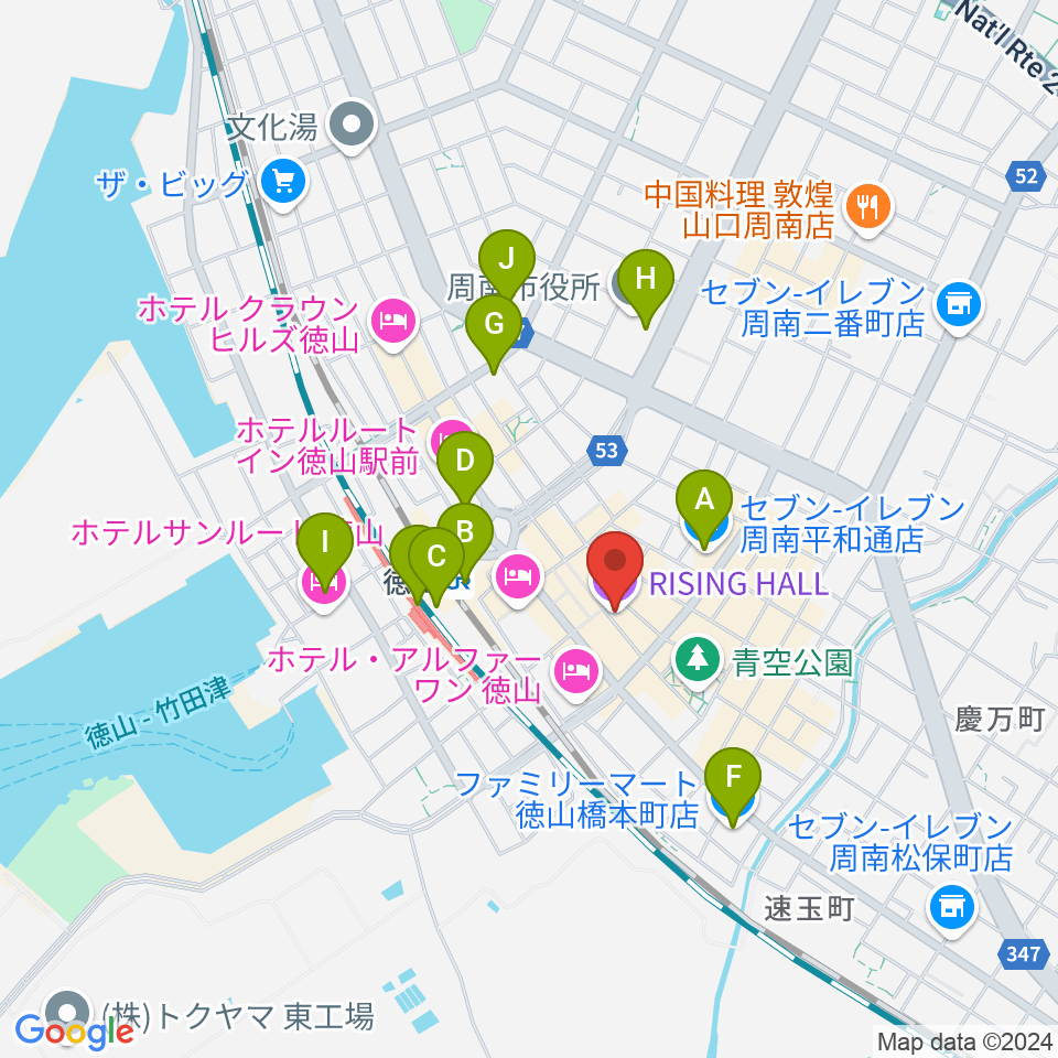 周南RISING HALL周辺のコンビニエンスストア一覧地図