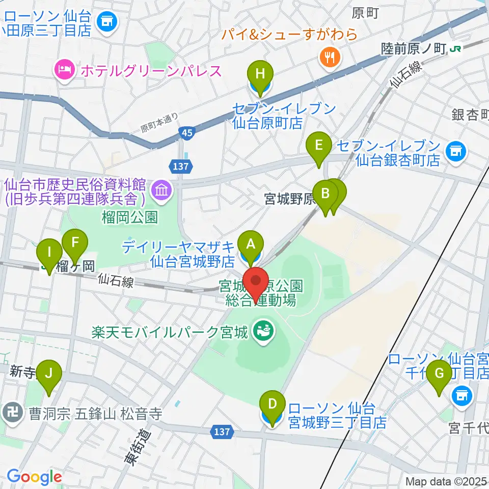 Rakuten.FM TOHOKU周辺のコンビニエンスストア一覧地図