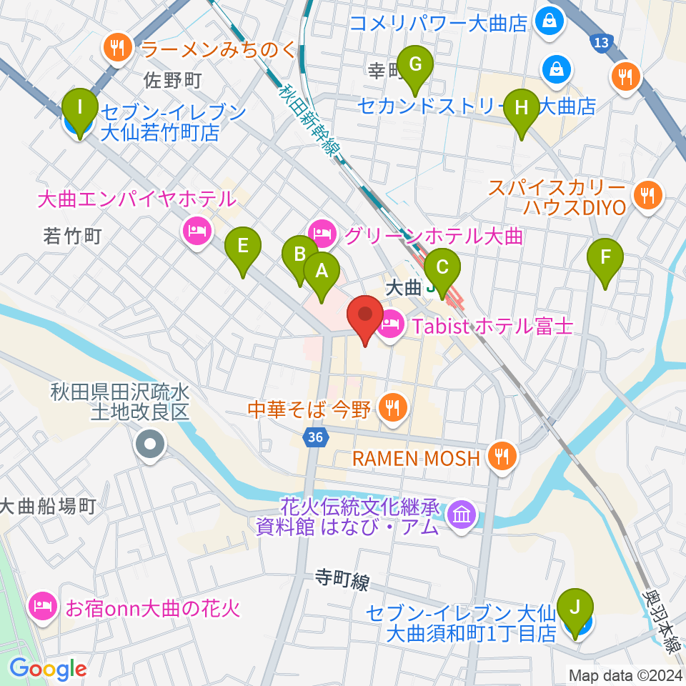 FMはなび周辺のコンビニエンスストア一覧地図