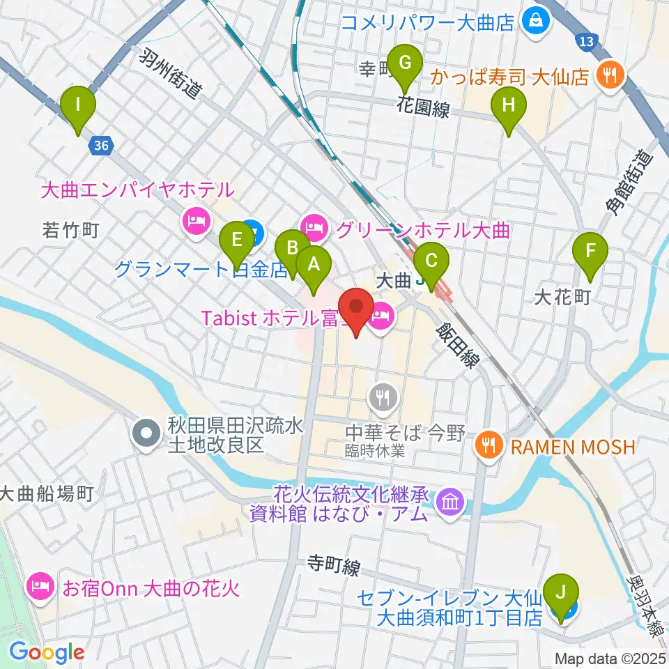 FMはなび周辺のコンビニエンスストア一覧地図