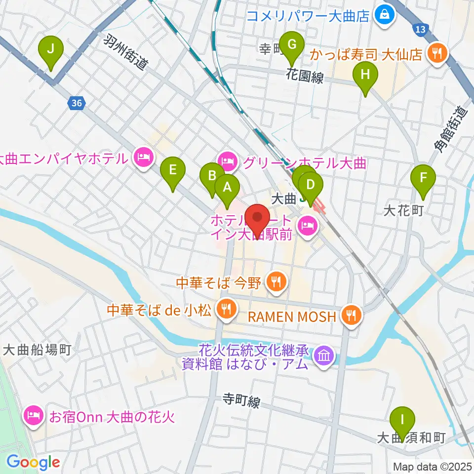 FMはなび周辺のコンビニエンスストア一覧地図