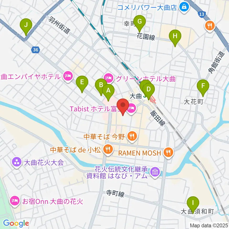 FMはなび周辺のコンビニエンスストア一覧地図