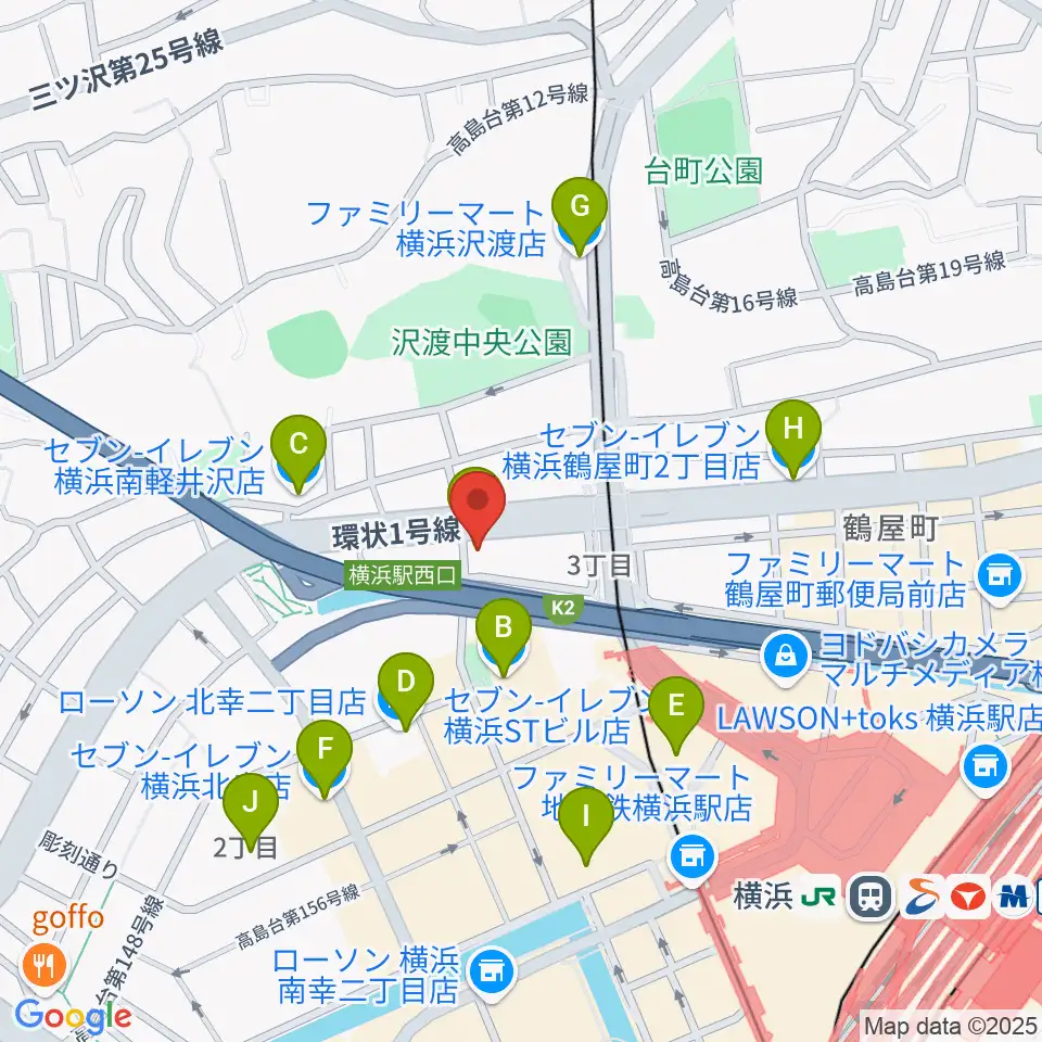 アウローラミュージックサロン周辺のコンビニエンスストア一覧地図