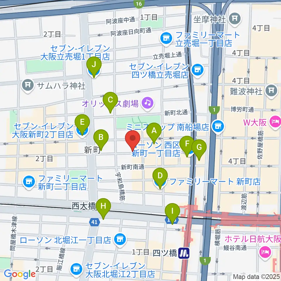 大阪スクールオブミュージック専門学校周辺のコンビニエンスストア一覧地図