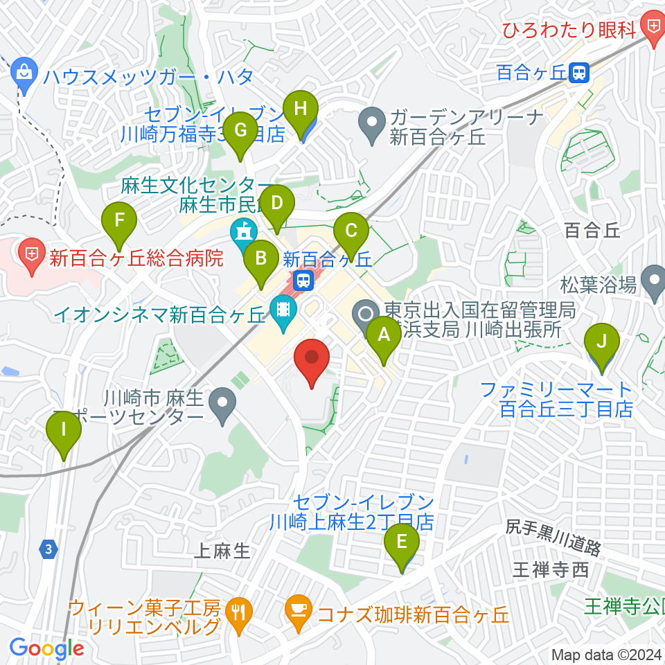 昭和音楽大学周辺のコンビニエンスストア一覧地図