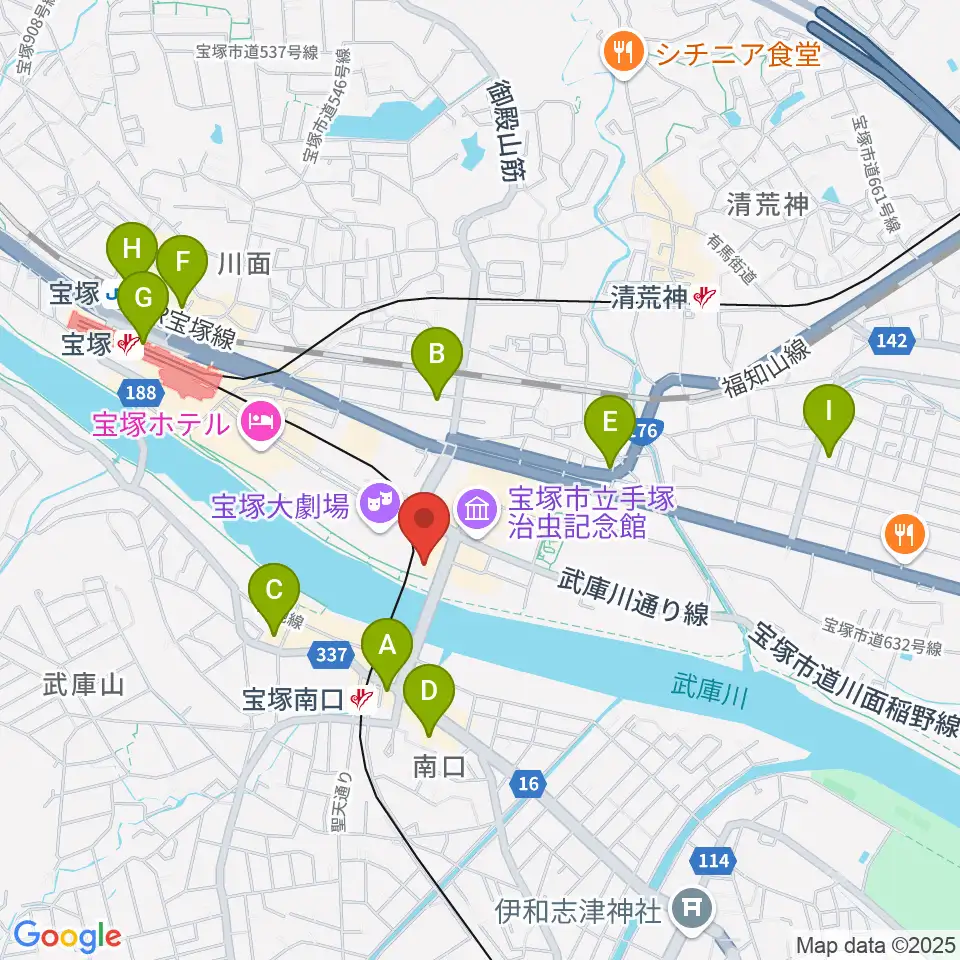 宝塚音楽学校周辺のコンビニエンスストア一覧地図