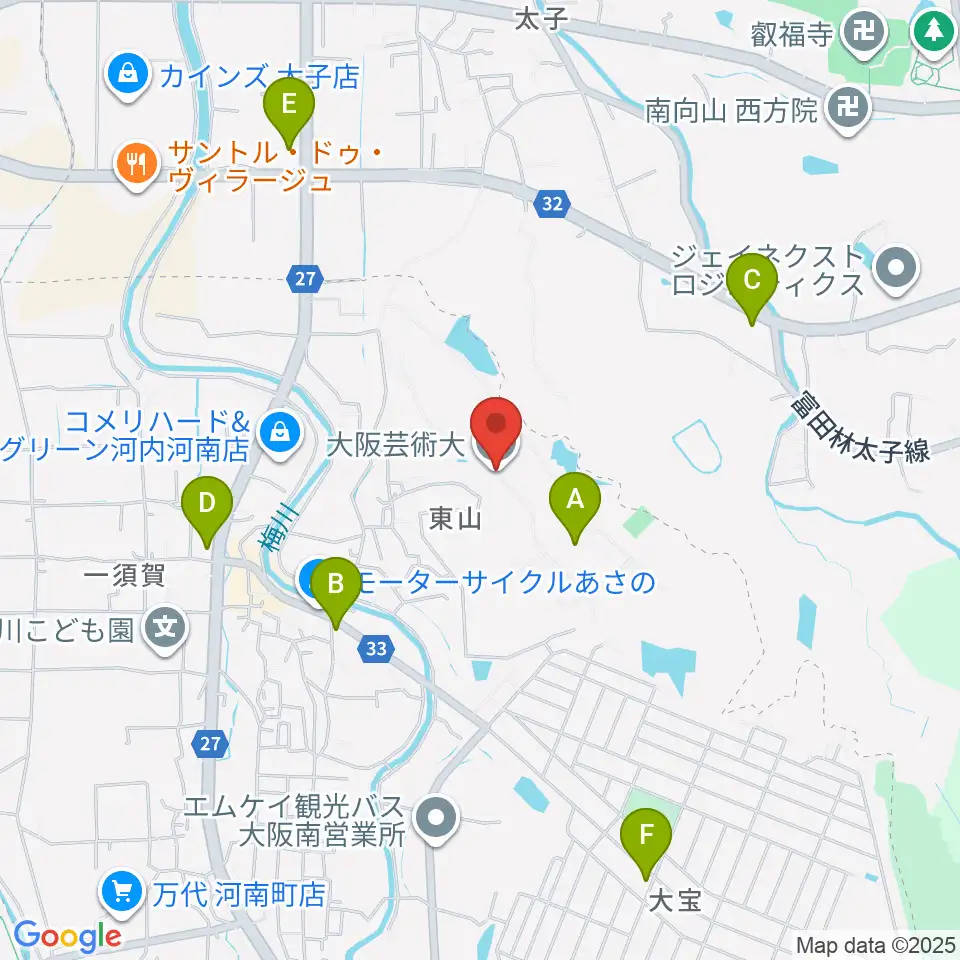 大阪芸術大学周辺のコンビニエンスストア一覧地図