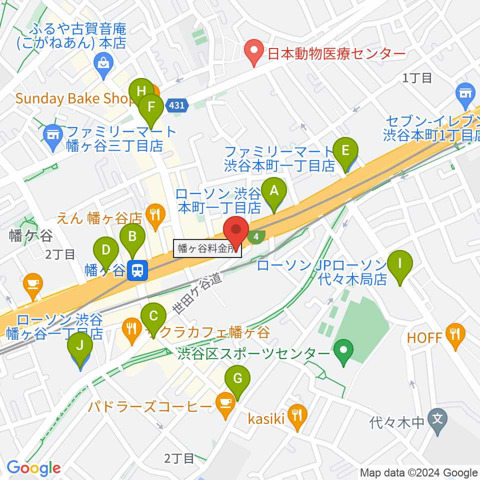 幡ヶ谷リバーススタジオ周辺のコンビニエンスストア一覧地図