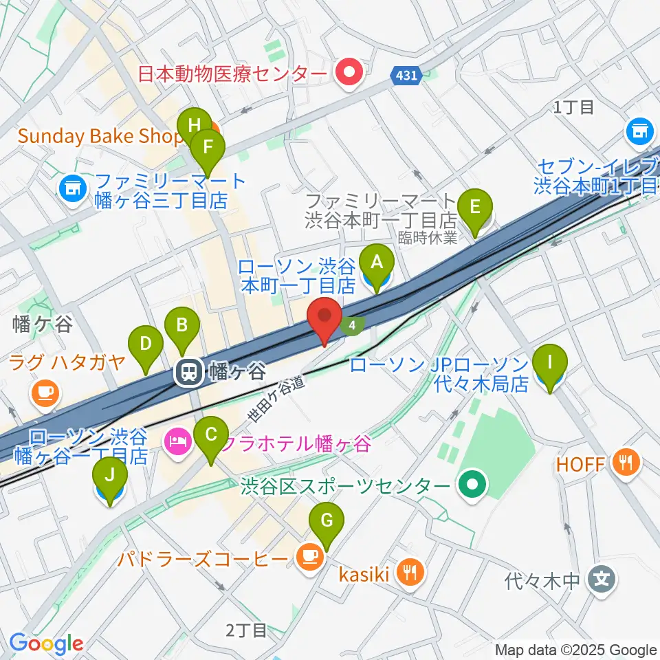 幡ヶ谷リバーススタジオ周辺のコンビニエンスストア一覧地図