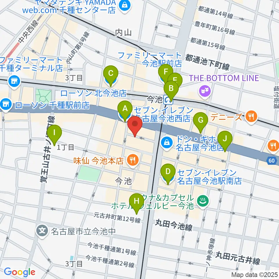 今池バレンタインドライブ周辺のコンビニエンスストア一覧地図