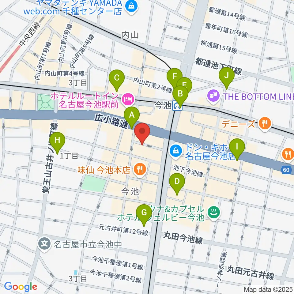 今池バレンタインドライブ周辺のコンビニエンスストア一覧地図