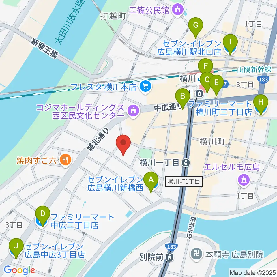 広島コンピュータ専門学校周辺のコンビニエンスストア一覧地図