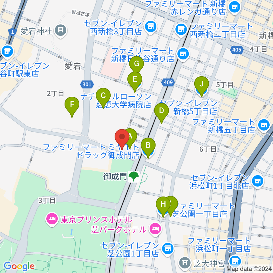 音響芸術専門学校周辺のコンビニエンスストア一覧地図