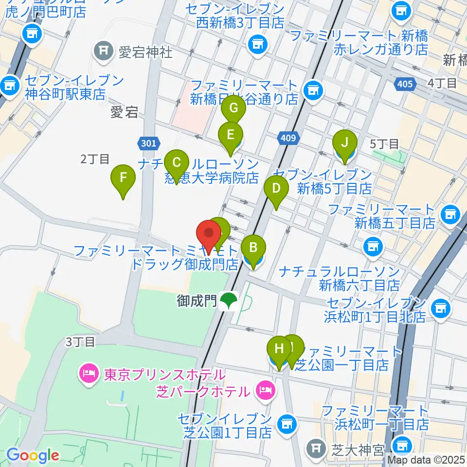 音響芸術専門学校周辺のコンビニエンスストア一覧地図