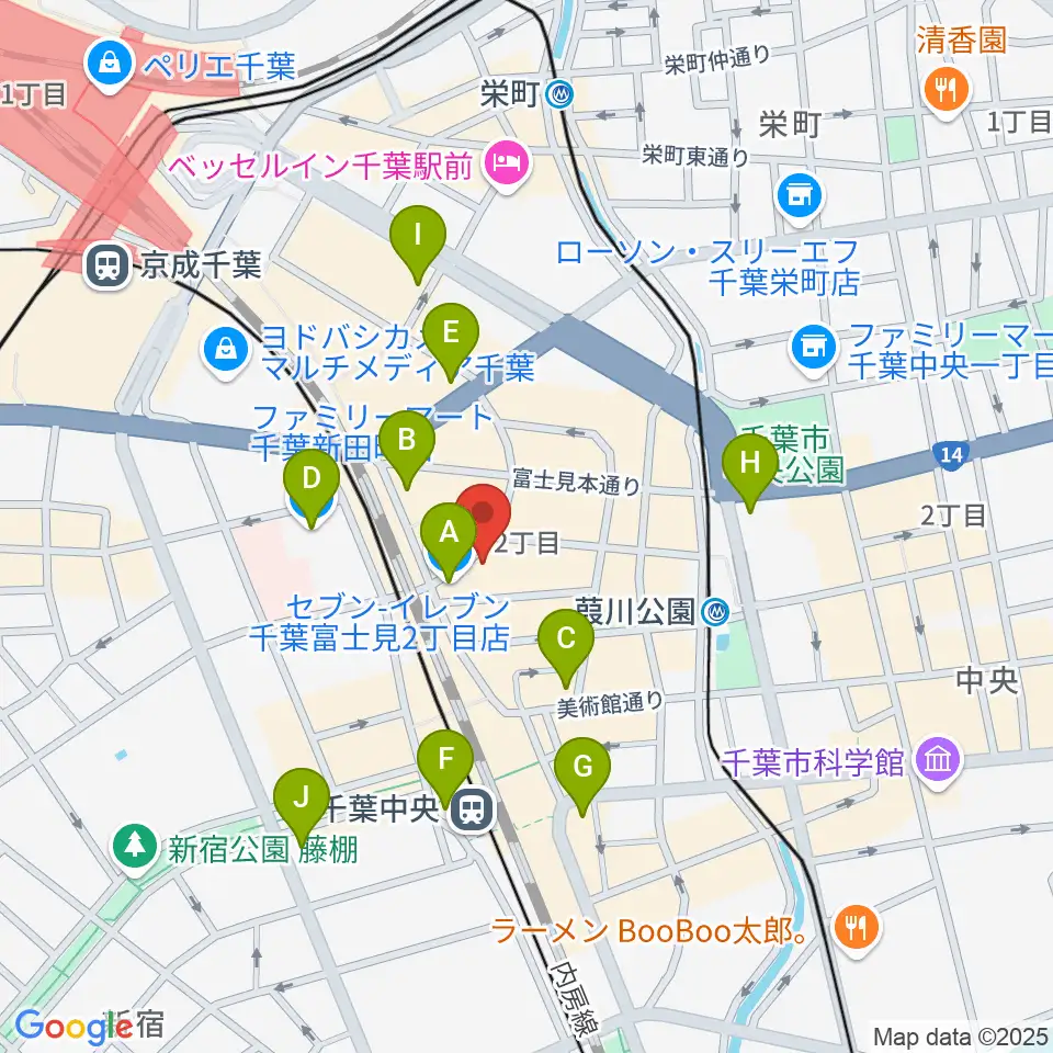 千葉ANGA周辺のコンビニエンスストア一覧地図