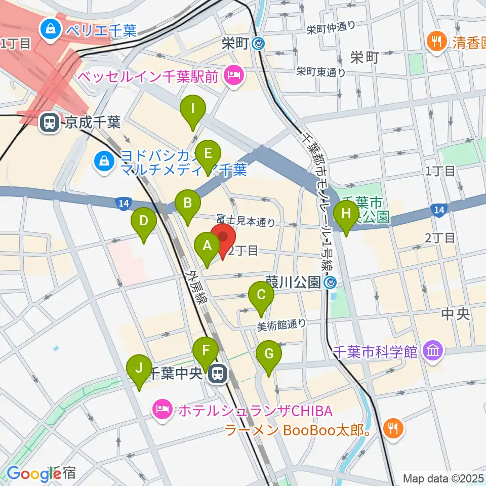 千葉ANGA周辺のコンビニエンスストア一覧地図