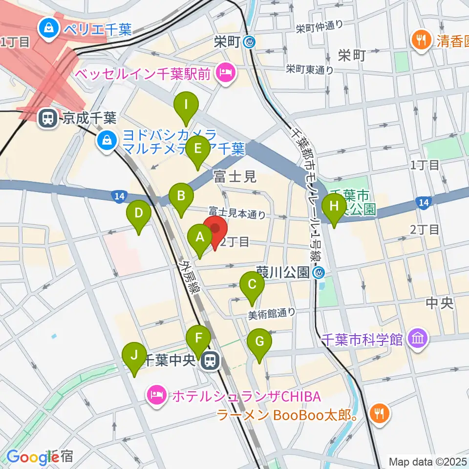 千葉ANGA周辺のコンビニエンスストア一覧地図