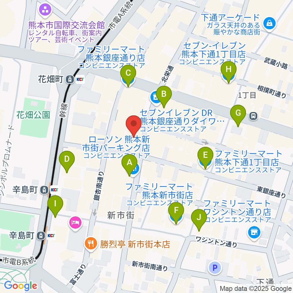 熊本ケンレノン周辺のコンビニエンスストア一覧地図