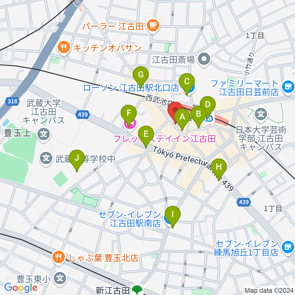 江古田そるとぴーなつ周辺のコンビニエンスストア一覧地図