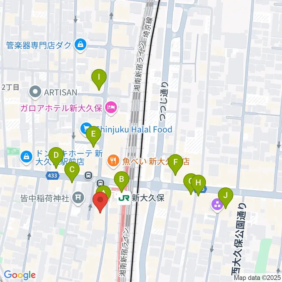 大久保管楽器店周辺のコンビニエンスストア一覧地図