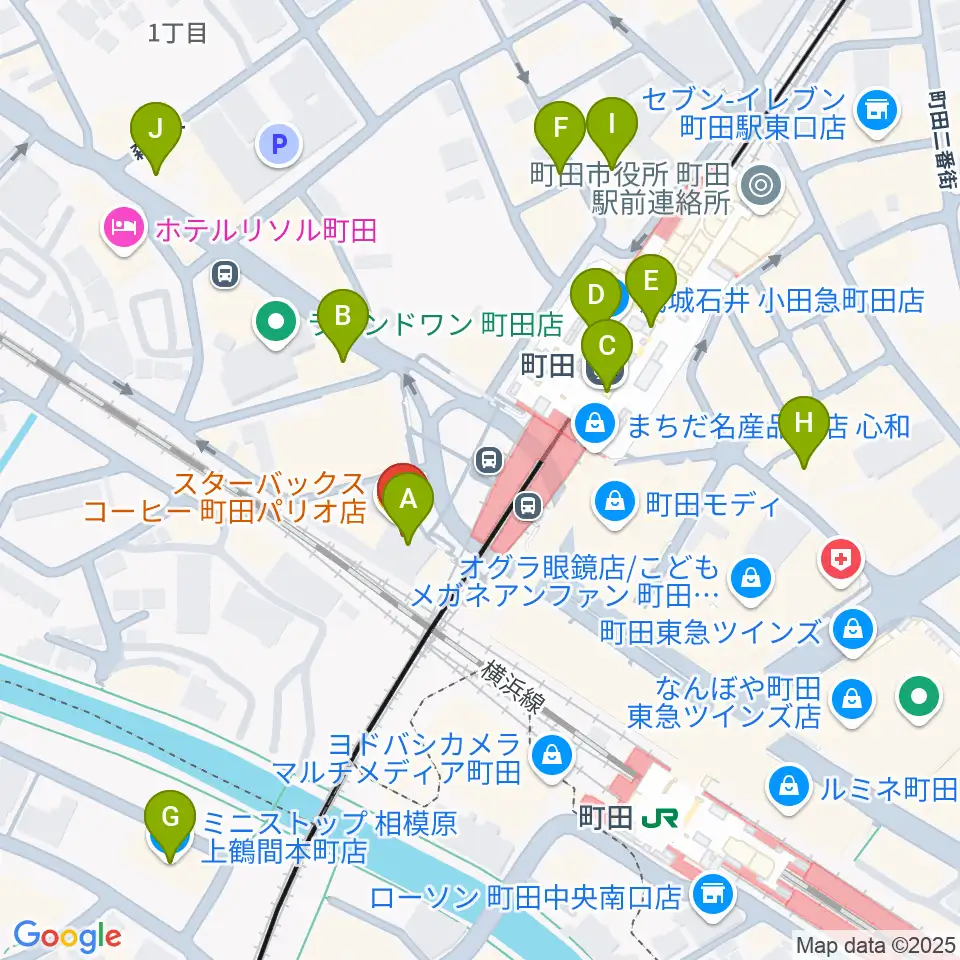 まほろ座MACHIDA周辺のコンビニエンスストア一覧地図