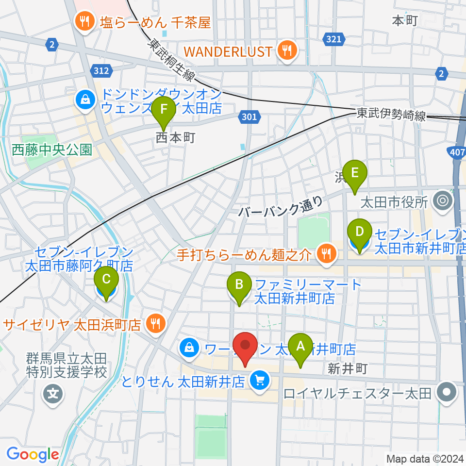 太田エモーション周辺のコンビニエンスストア一覧地図