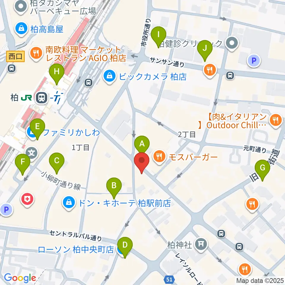 柏Studio WUU周辺のコンビニエンスストア一覧地図