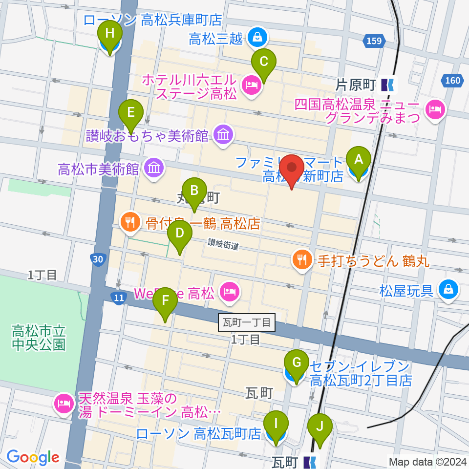 高松スタジオナッシュビル周辺のコンビニエンスストア一覧地図