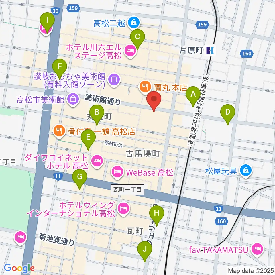 高松スタジオナッシュビル周辺のコンビニエンスストア一覧地図
