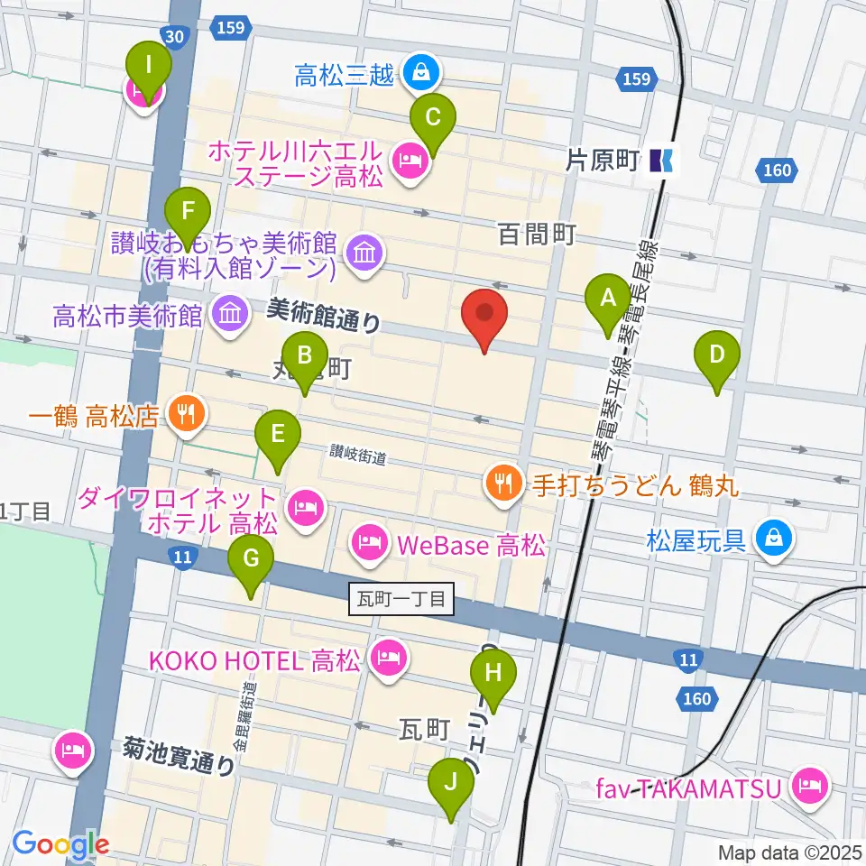 高松スタジオナッシュビル周辺のコンビニエンスストア一覧地図