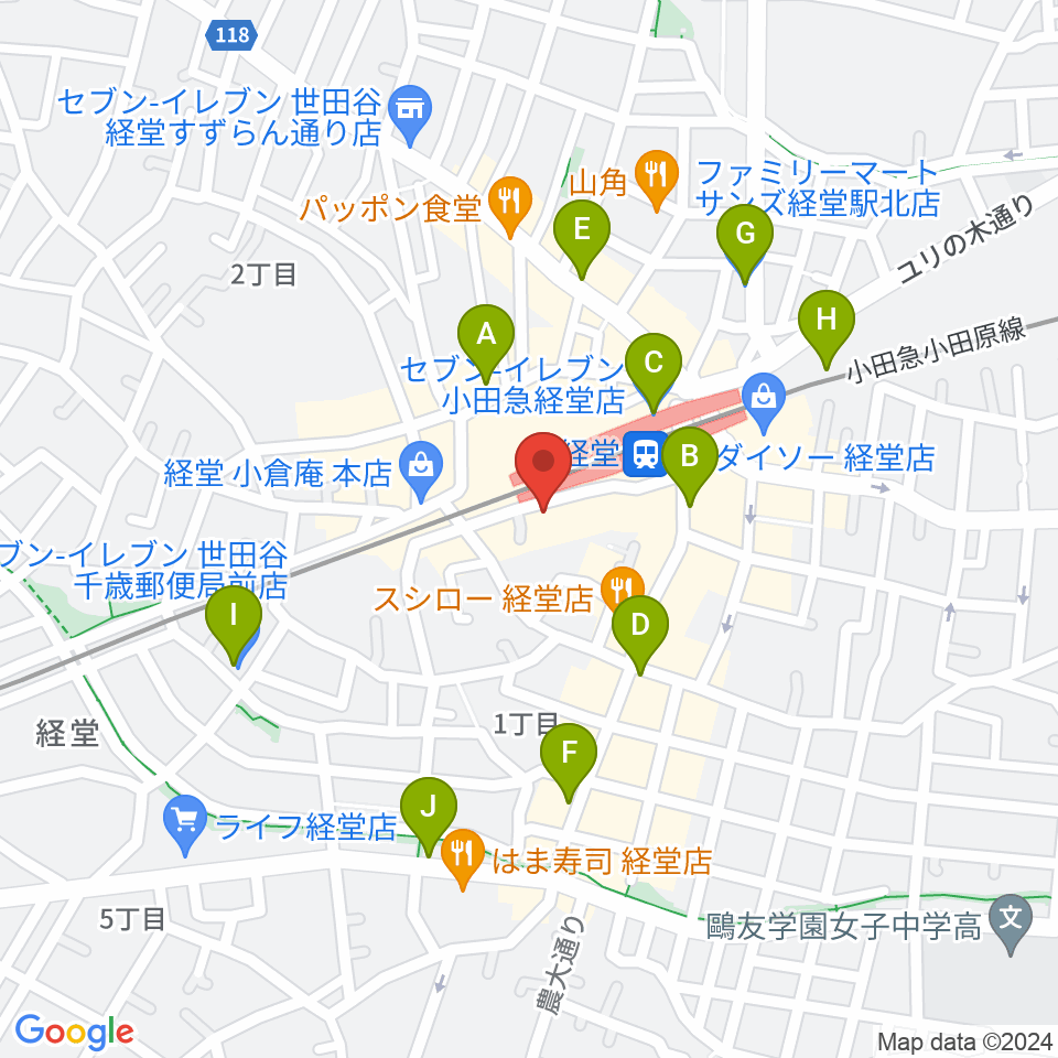 経堂Crazy Love周辺のコンビニエンスストア一覧地図