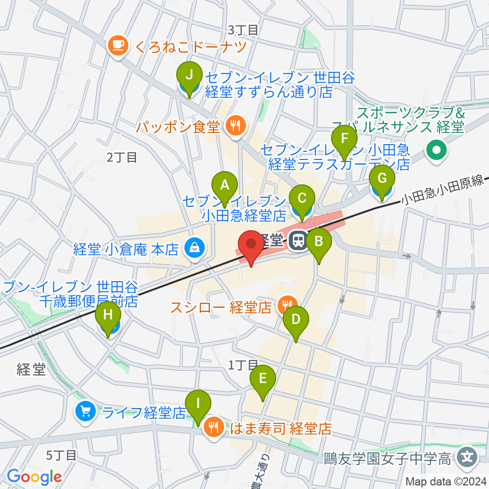 経堂Crazy Love周辺のコンビニエンスストア一覧地図