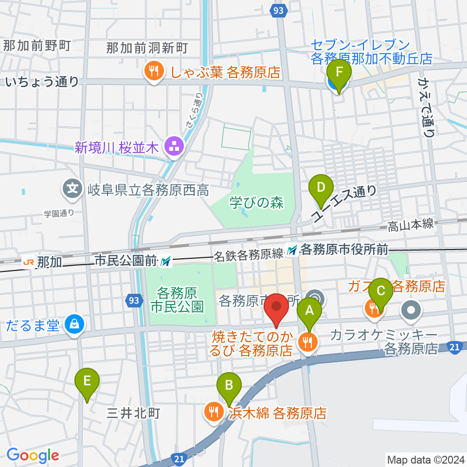 サウンドハンター各務原店 FreeMan周辺のコンビニエンスストア一覧地図