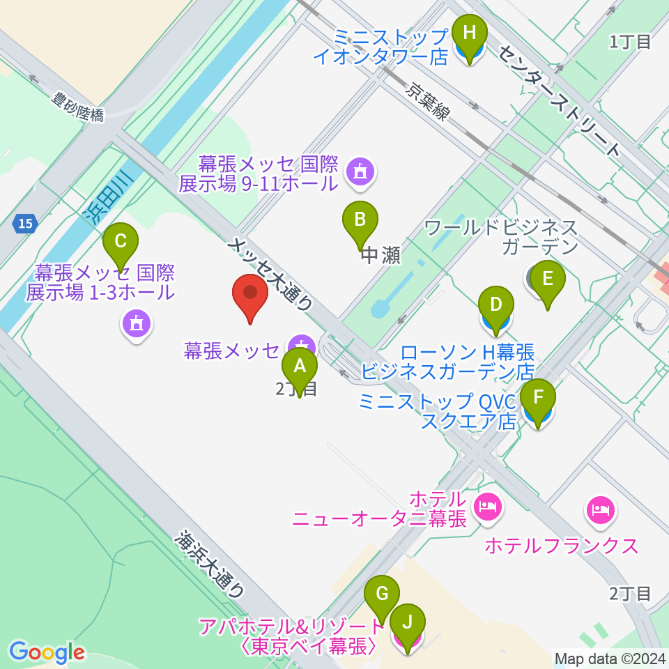 幕張イベントホール周辺のコンビニエンスストア一覧地図