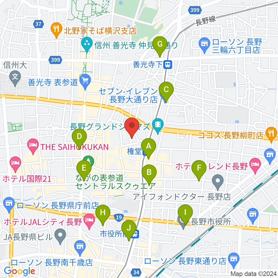 長野ロズベリーカフェ周辺のコンビニエンスストア一覧地図