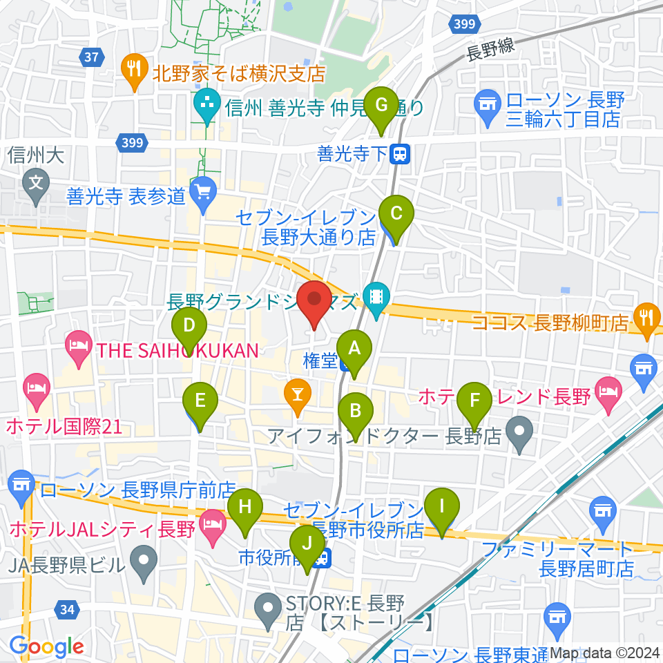 長野ロズベリーカフェ周辺のコンビニエンスストア一覧地図