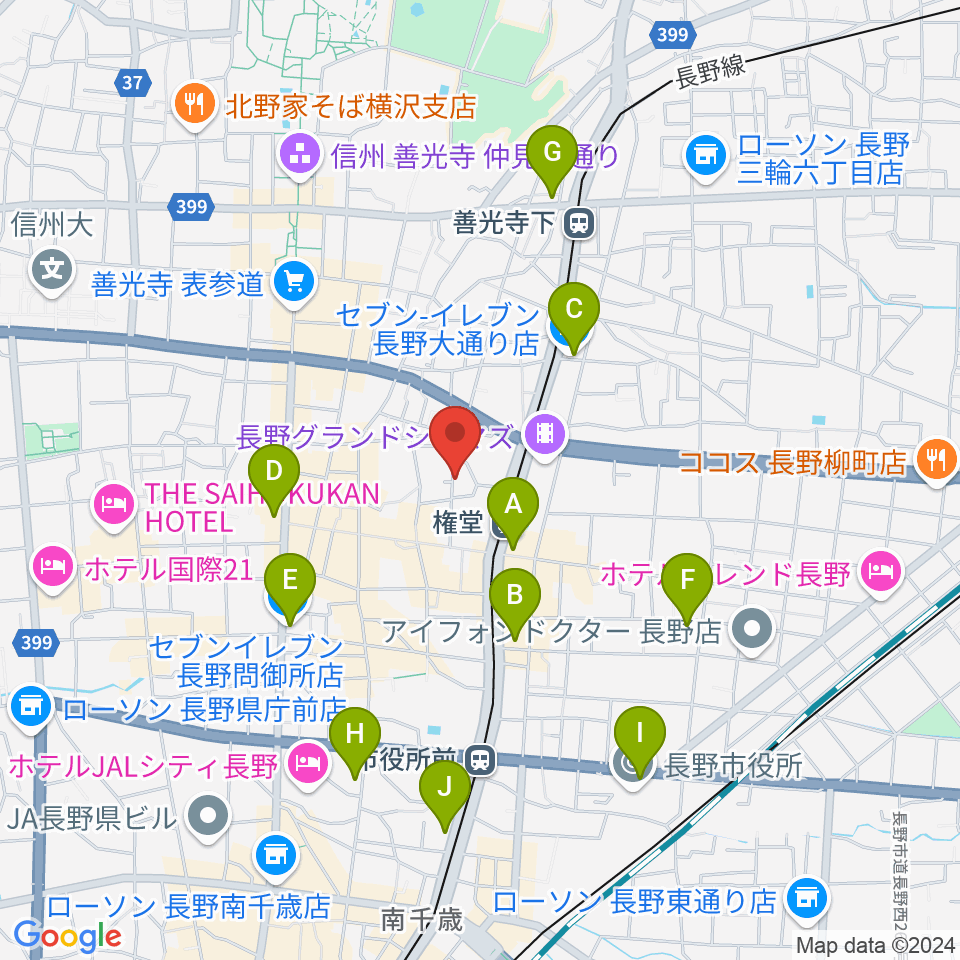 長野ロズベリーカフェ周辺のコンビニエンスストア一覧地図