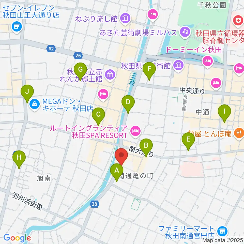 秋田ラウドアフェクション周辺のコンビニエンスストア一覧地図