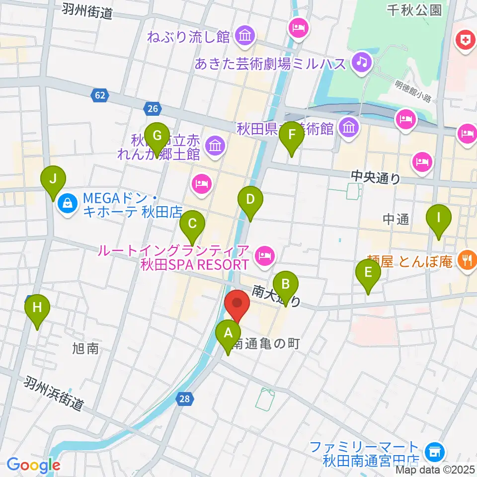 秋田ラウドアフェクション周辺のコンビニエンスストア一覧地図