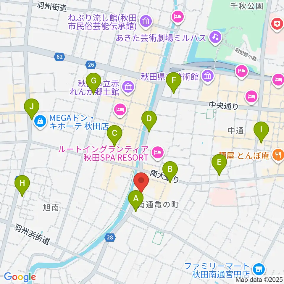 秋田ラウドアフェクション周辺のコンビニエンスストア一覧地図