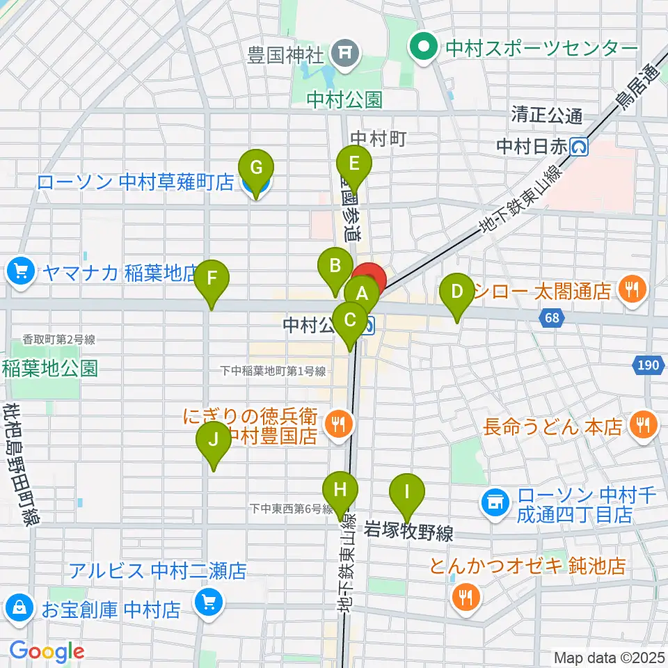 松栄楽器 名古屋店周辺のコンビニエンスストア一覧地図